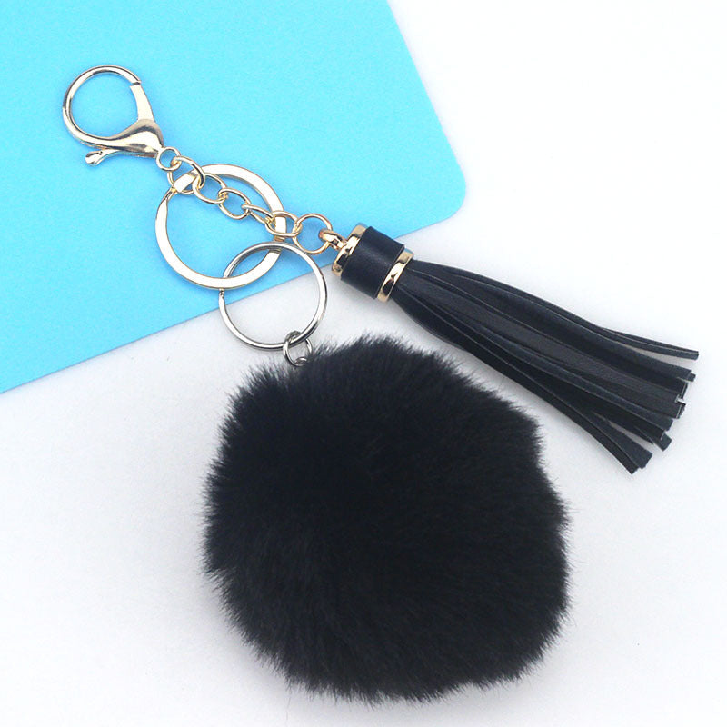 Wholesale Fur Ball PU Tassel Keychain